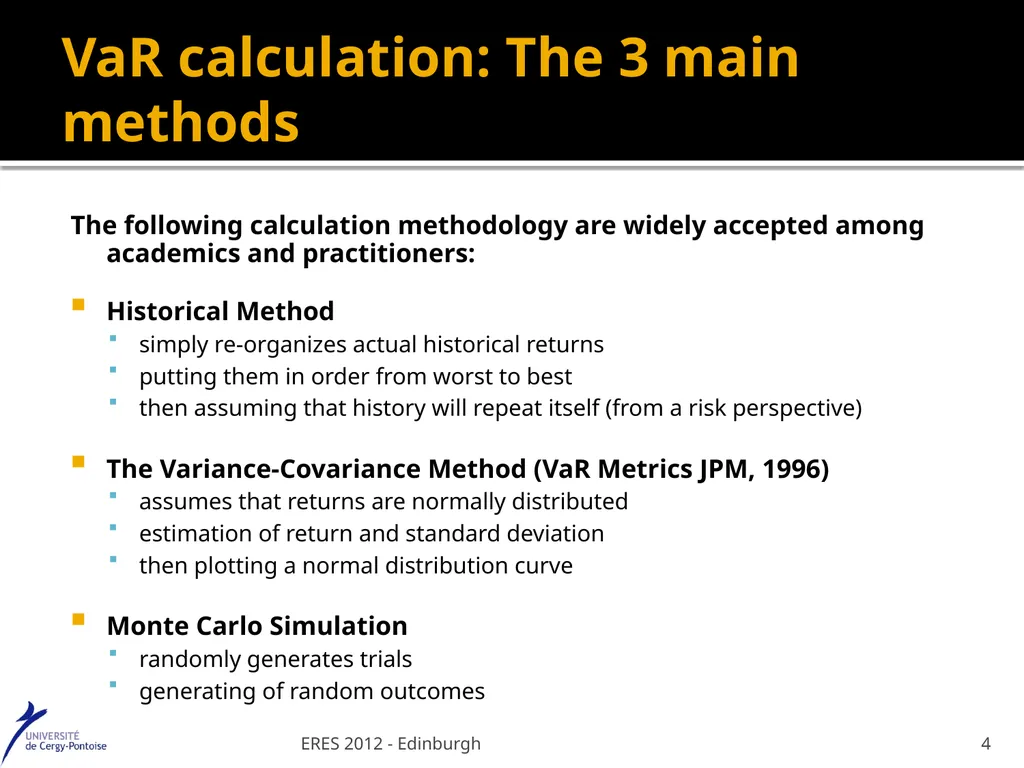 Value at Risk : a specific real estate model - slide 4 of 31