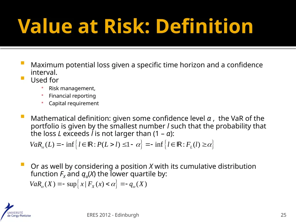 Value at Risk : a specific real estate model - slide 25 of 31