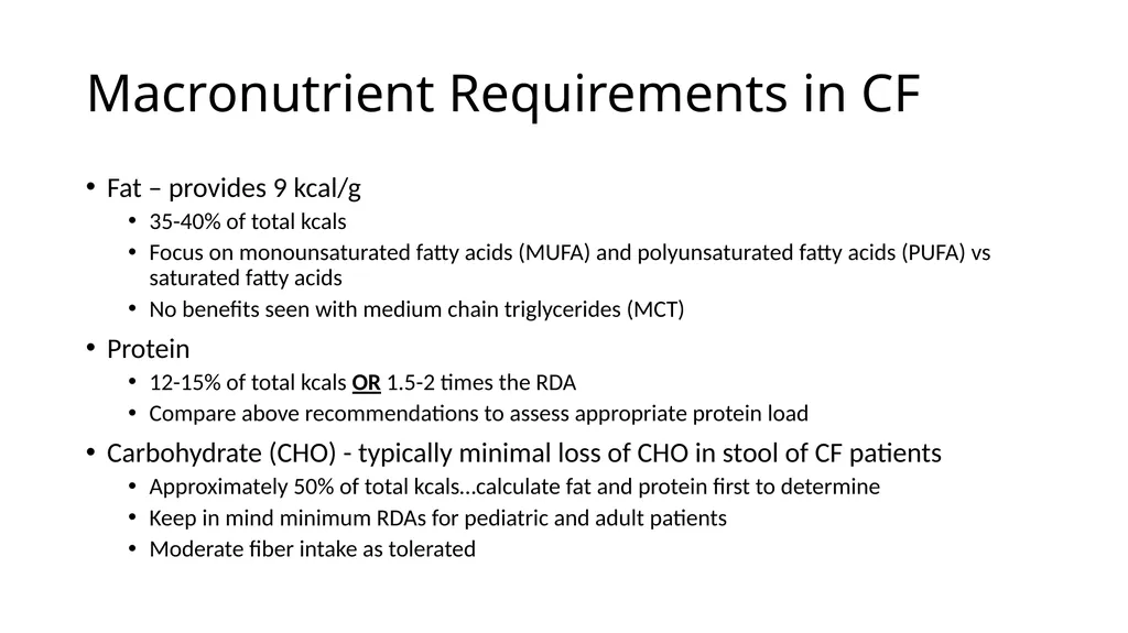 Nutrition and Cystic Fibrosis Module 1: Cystic - slide 16 of 20