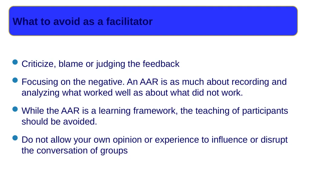 Introduction to After Action Review (online - slide 33 of 38