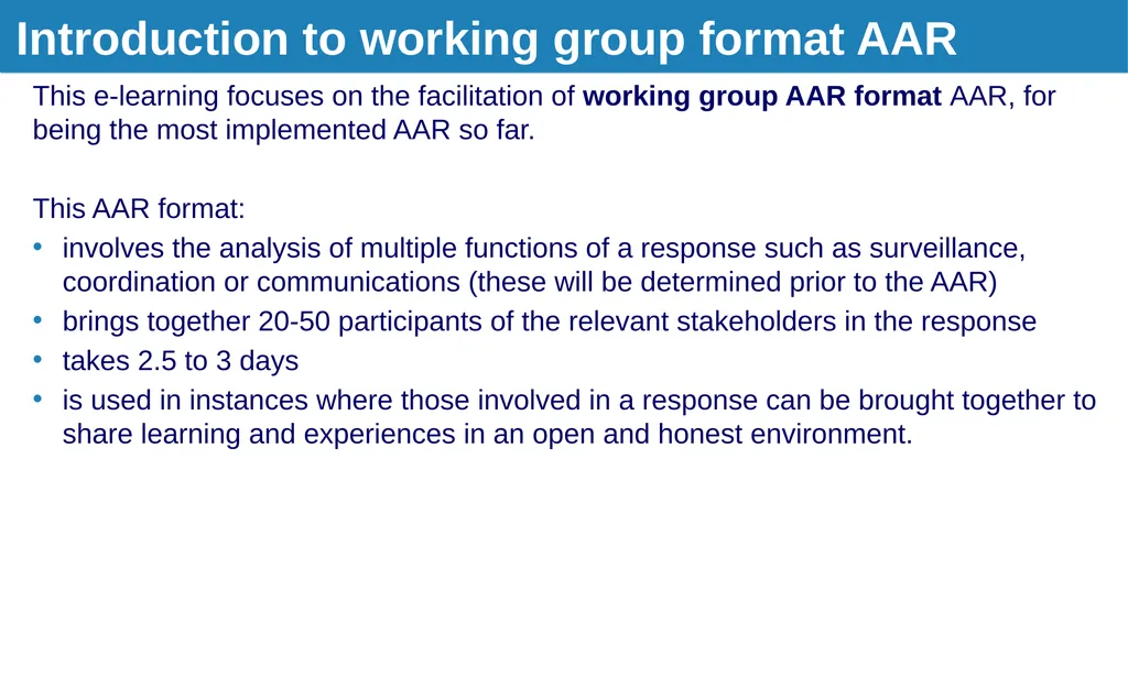 Introduction to After Action Review (online - slide 18 of 38
