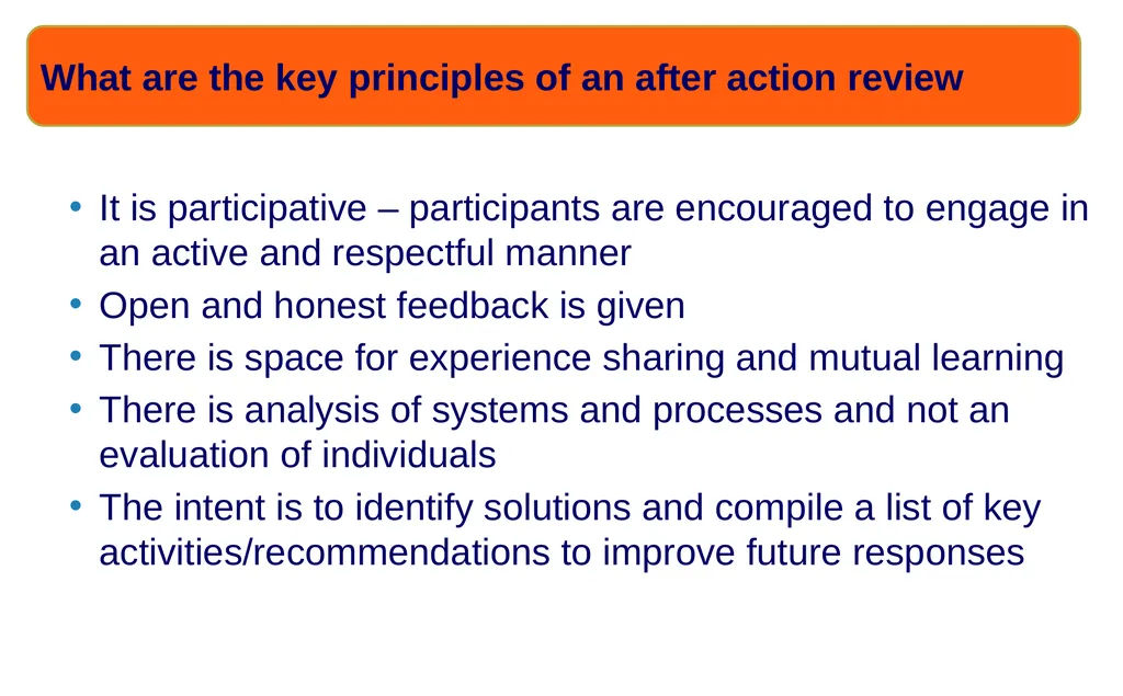 Introduction to After Action Review (online - slide 11 of 38