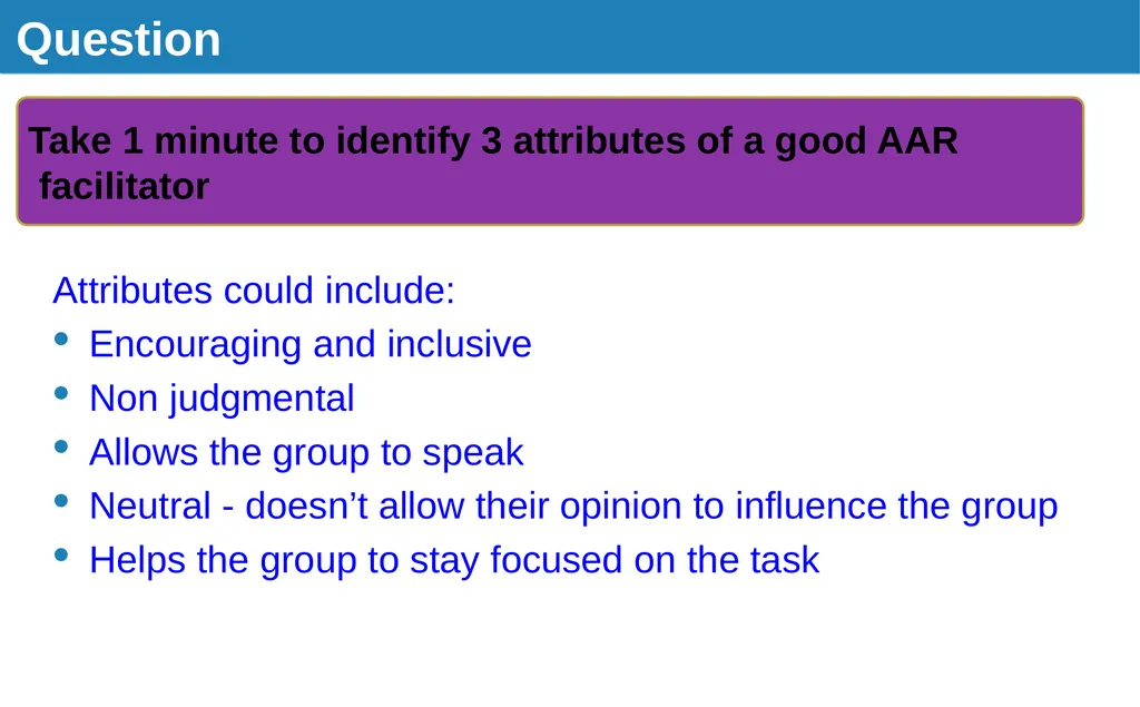 Introduction to After Action Review (online - slide 31 of 38