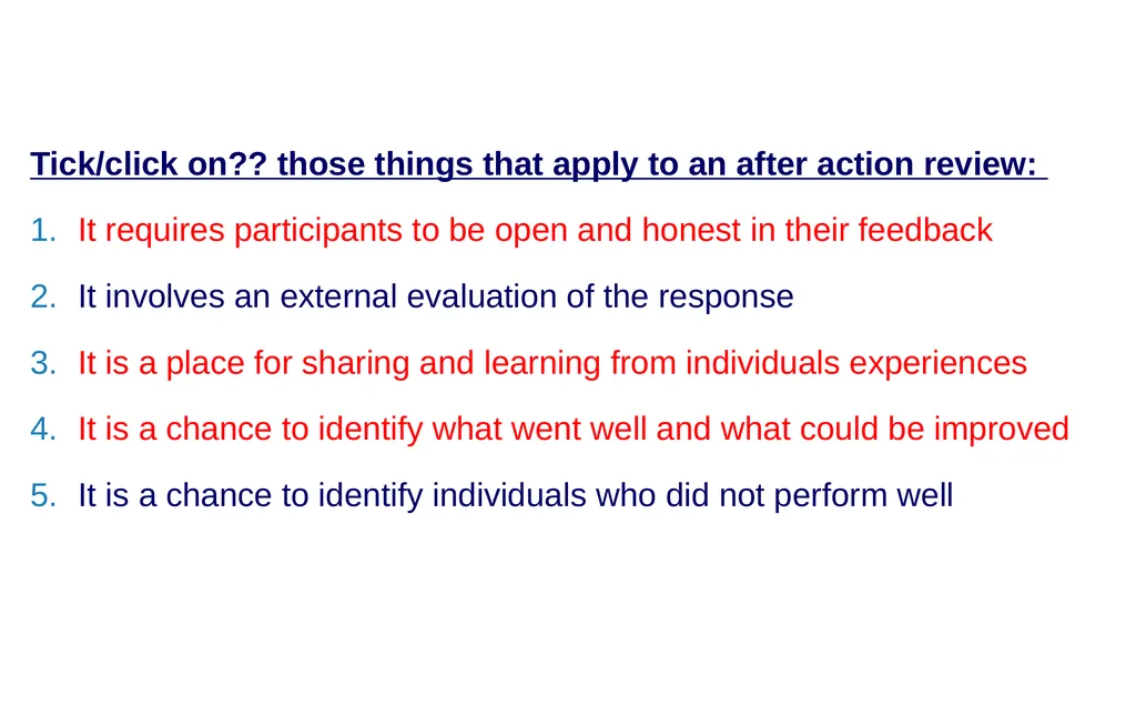 Introduction to After Action Review (online - slide 29 of 38