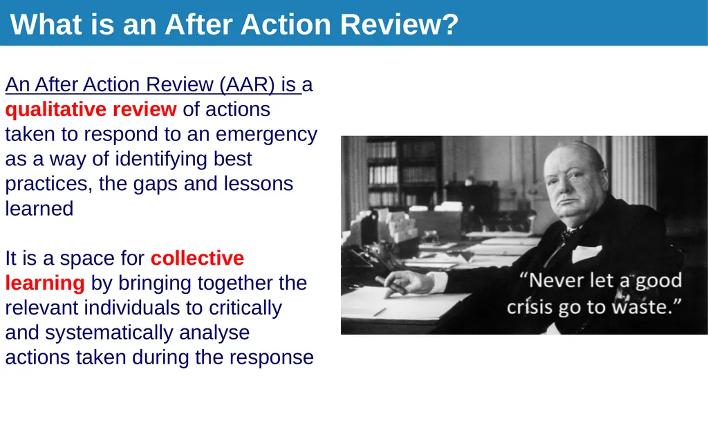 Introduction to After Action Review (online - slide 5 of 38