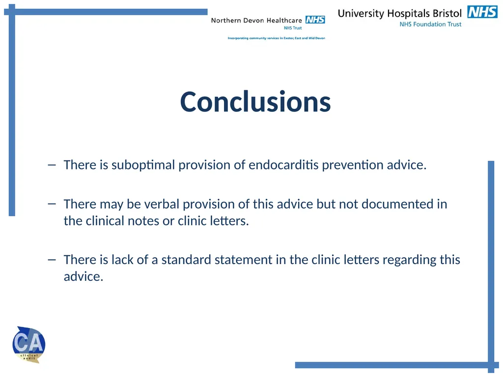 Endocarditis Prevention Advice Audit Arend A, - slide 10 of 14