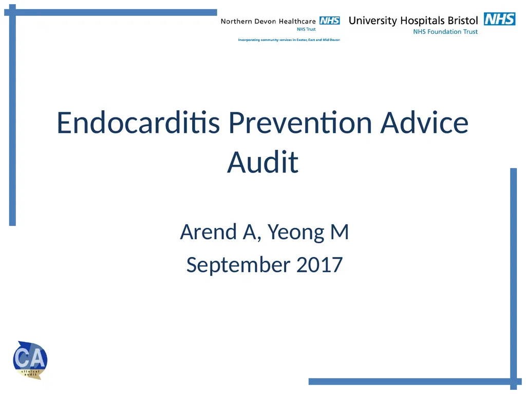 Endocarditis Prevention Advice Audit Arend A, - slide 1 of 14