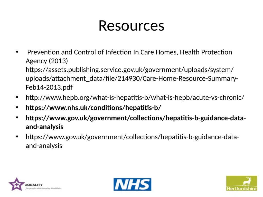 Hepatitis B Training information for support - slide 16 of 16