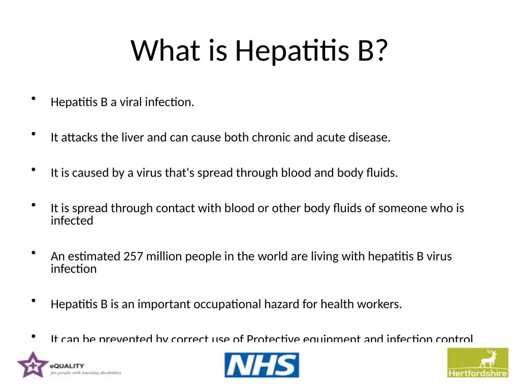 Hepatitis B Training information for support - slide 2 of 16