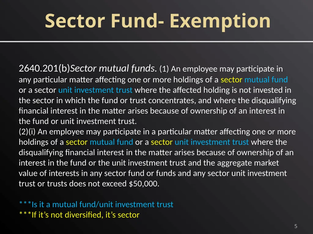 1 DIVERSIFIED AND SECTOR MUTUAL FUNDS An employee - slide 5 of 21