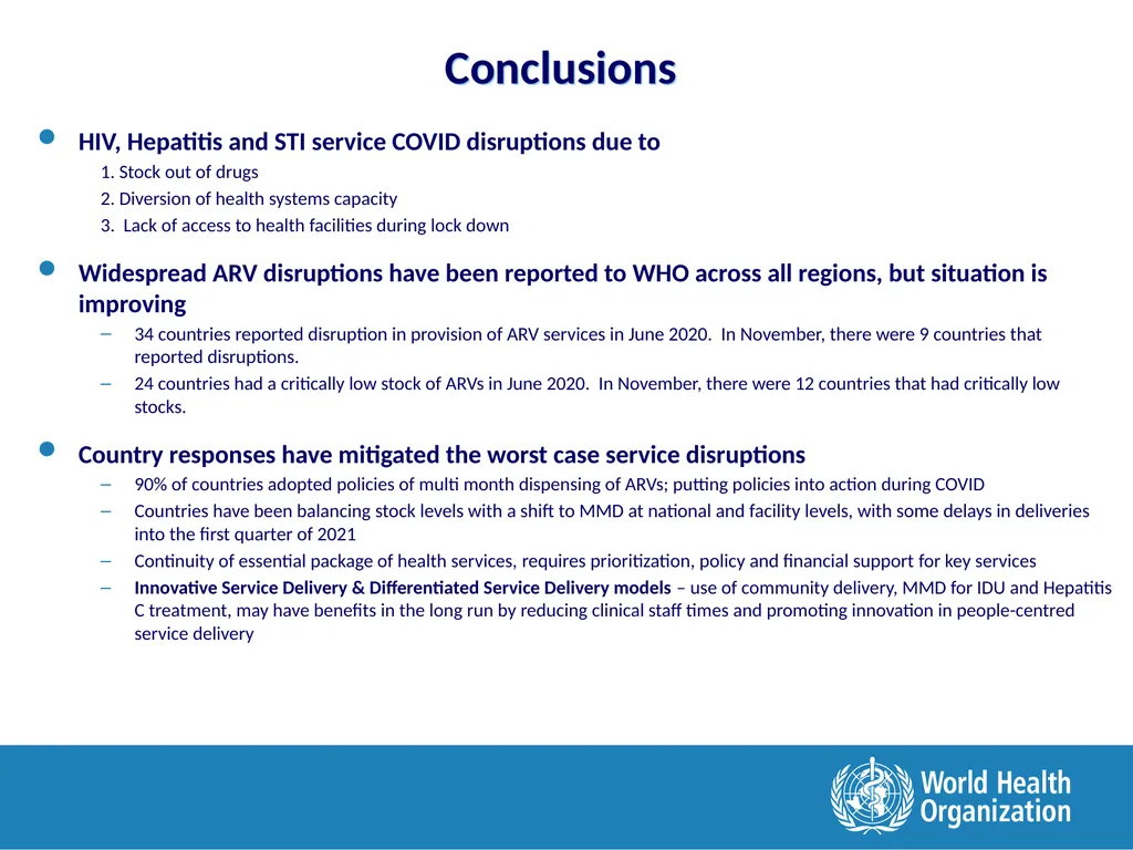 Disruption in HIV, Hepatitis and STI services due - slide 11 of 11