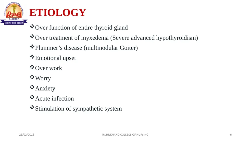 HYPERTHYROIDISM MR. DINESH SINGH P.G. NURSING - slide 6 of 15