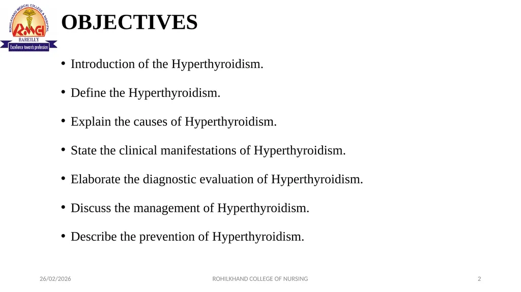HYPERTHYROIDISM MR. DINESH SINGH P.G. NURSING - slide 2 of 15