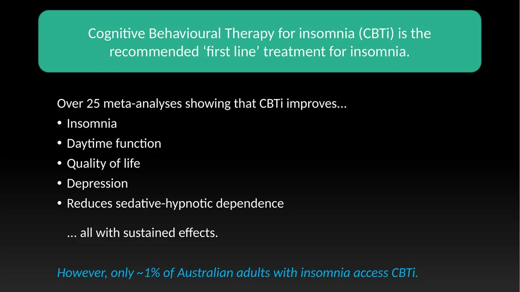 Mental Bites: Insomnia Dr Alexander Sweetman - slide 10 of 19