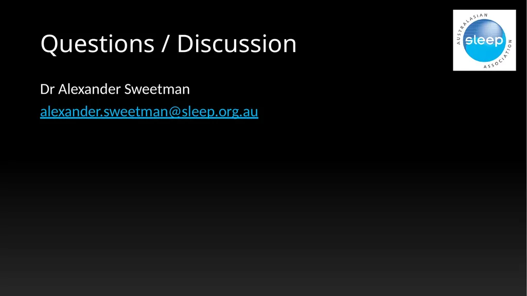 Mental Bites: Insomnia Dr Alexander Sweetman - slide 19 of 19