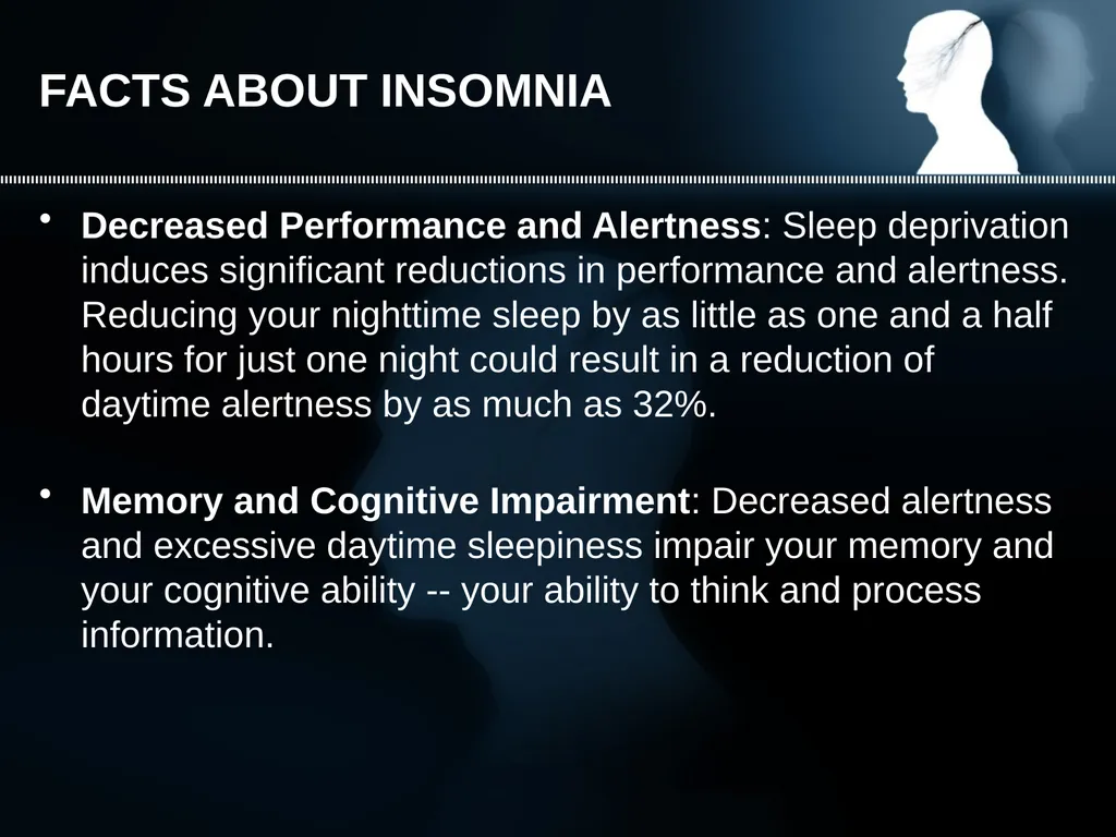INSOMNIA Difficulty falling asleep Waking up too - slide 8 of 42