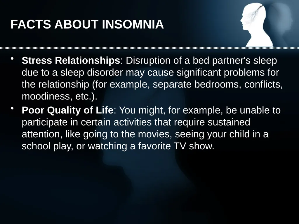 INSOMNIA Difficulty falling asleep Waking up too - slide 9 of 42