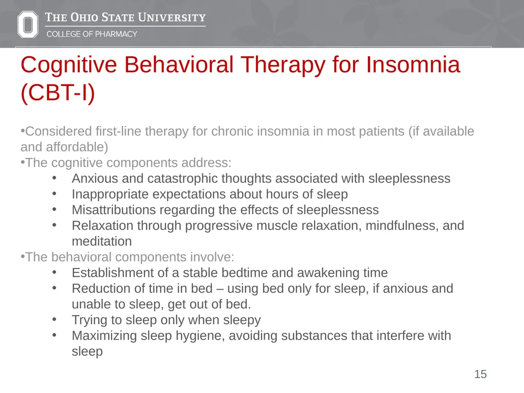 Insomnia: A Case Presentation Emily Medina Pharm.D - slide 15 of 35