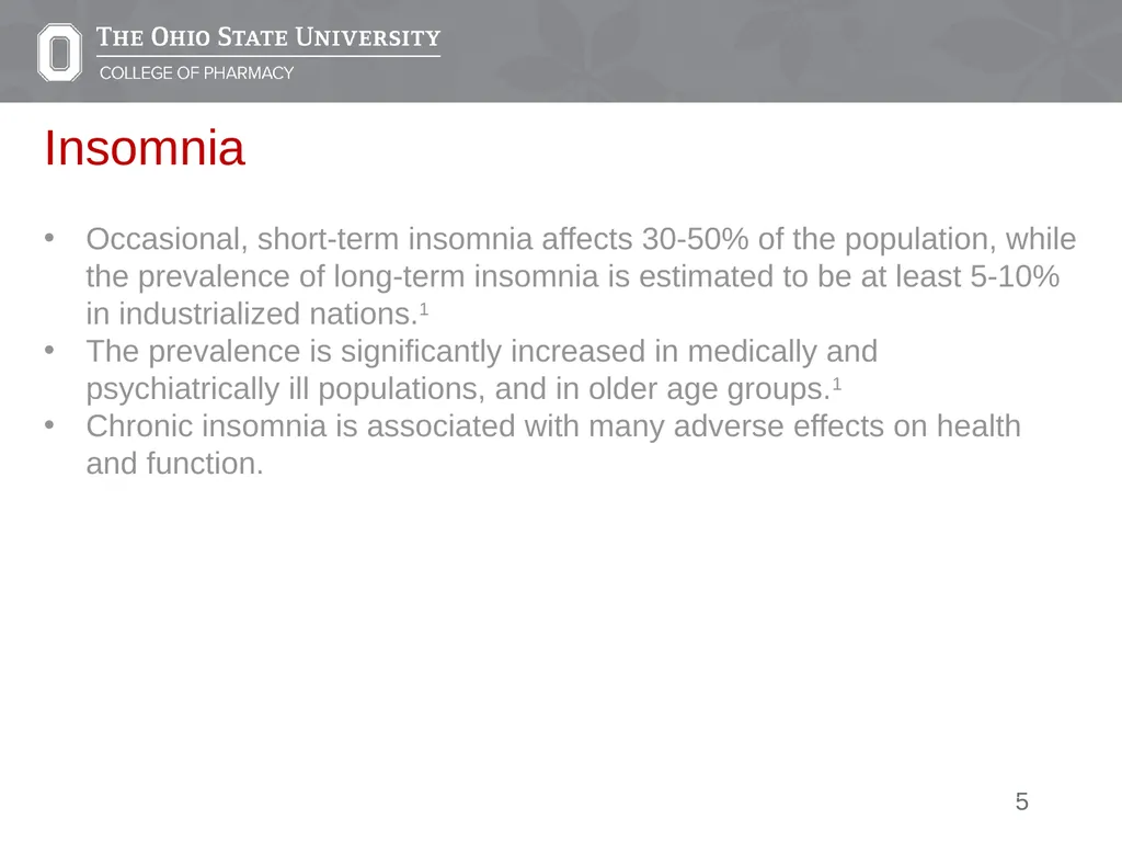 Insomnia: A Case Presentation Emily Medina Pharm.D - slide 5 of 35