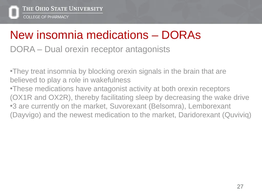 Insomnia: A Case Presentation Emily Medina Pharm.D - slide 27 of 35