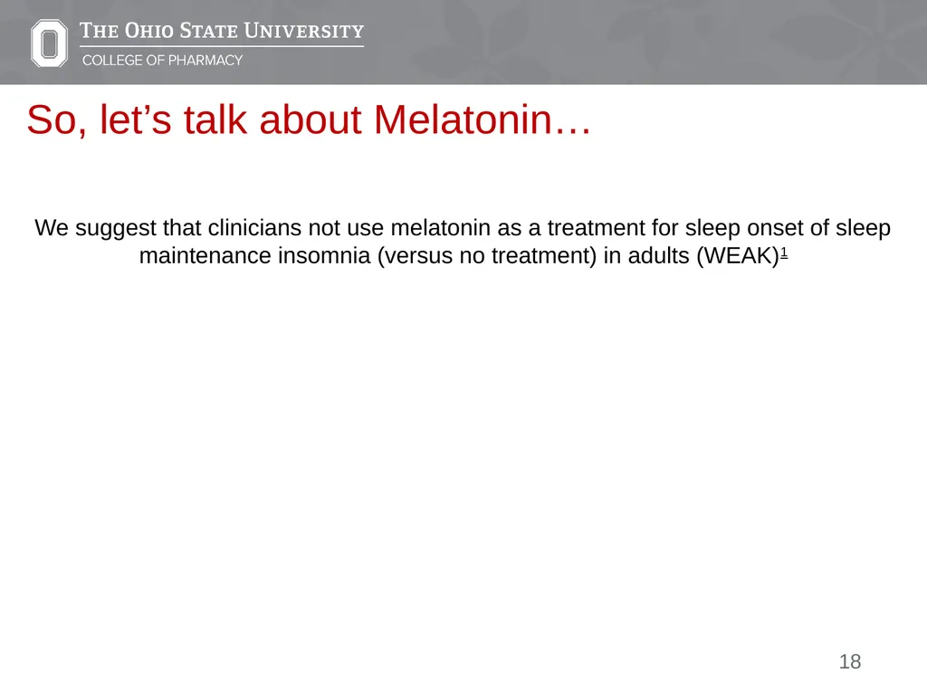 Insomnia: A Case Presentation Emily Medina Pharm.D - slide 18 of 35