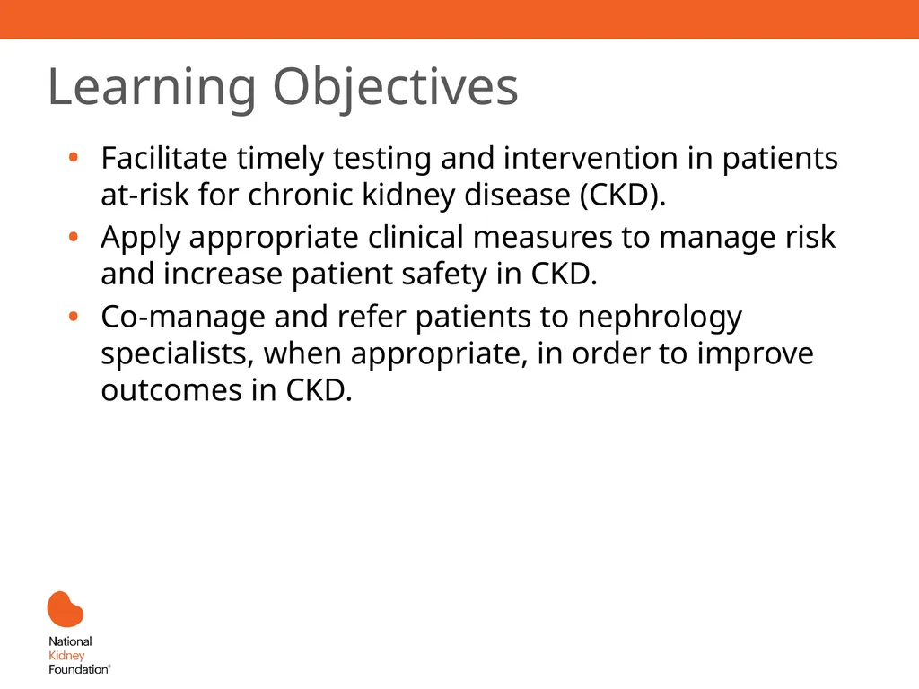 A Primary Care Approach to CKD Management Learning - slide 2 of 43