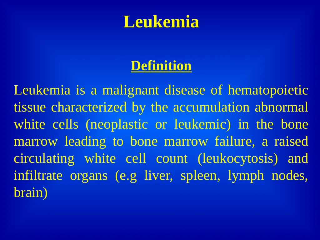 Leukemia Dr. Versha Prasad Introduction to - slide 3 of 15