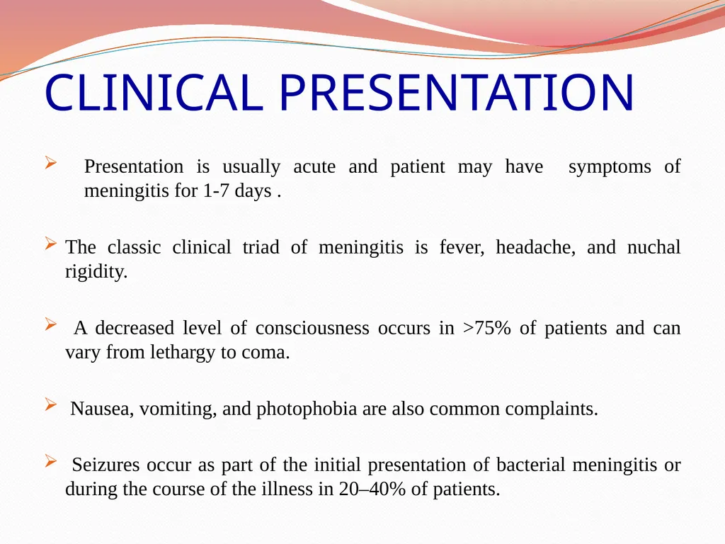 Acute Bacterial Meningitis Bacterial meningitis is - slide 5 of 50