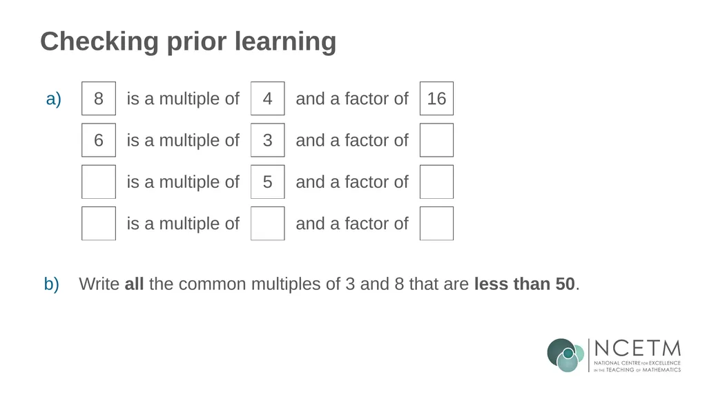 Identifying multiples of an integer (from 1.2 - slide 10 of 39