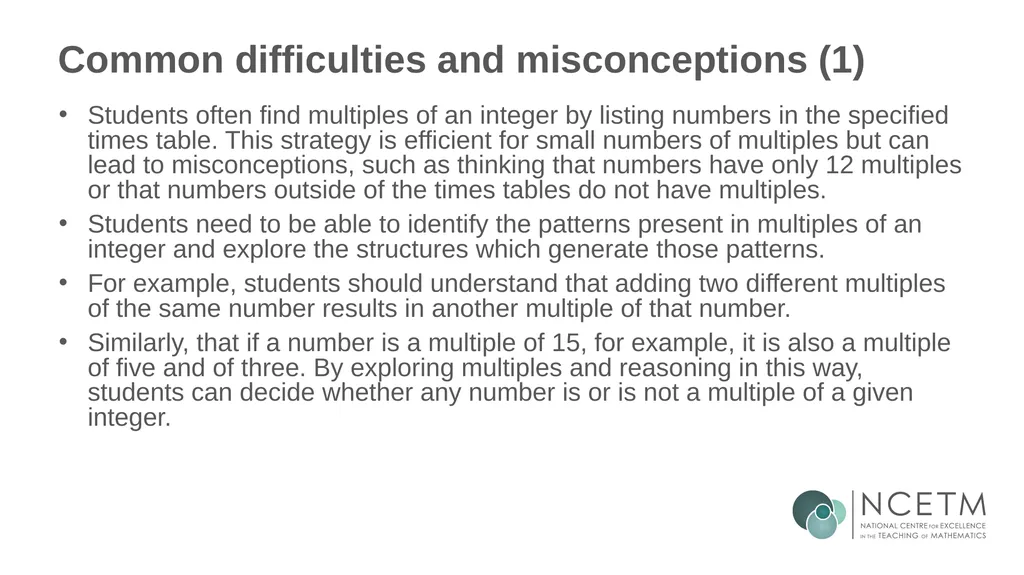 Identifying multiples of an integer (from 1.2 - slide 13 of 39