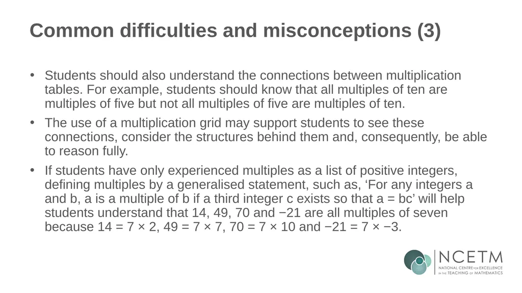 Identifying multiples of an integer (from 1.2 - slide 15 of 39