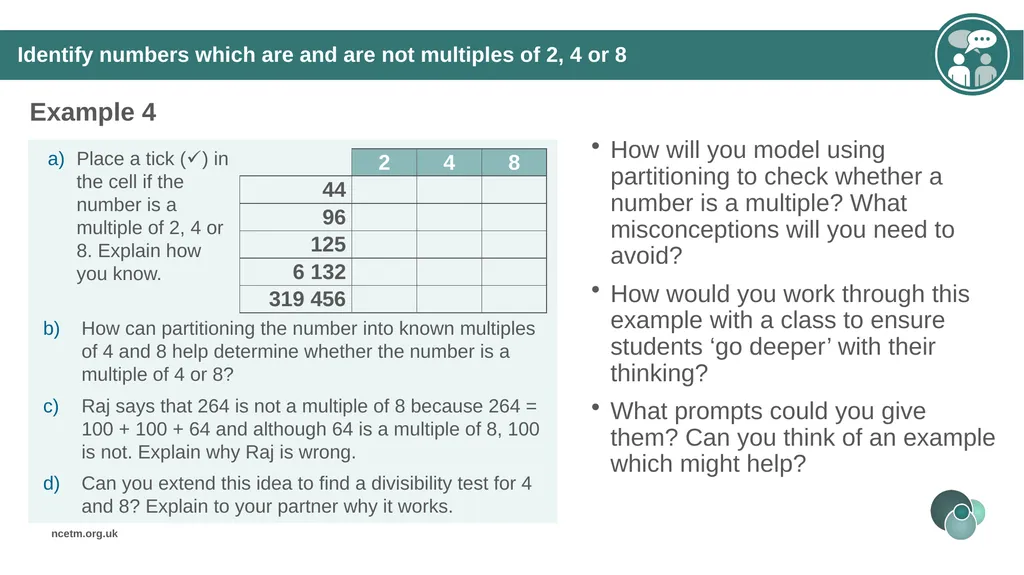 Identifying multiples of an integer (from 1.2 - slide 23 of 39