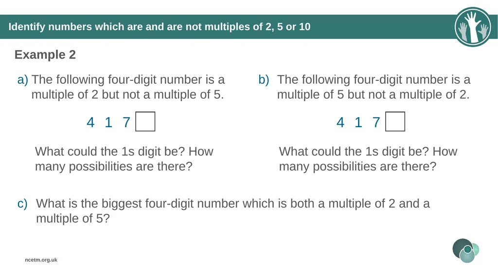 Identifying multiples of an integer (from 1.2 - slide 18 of 39