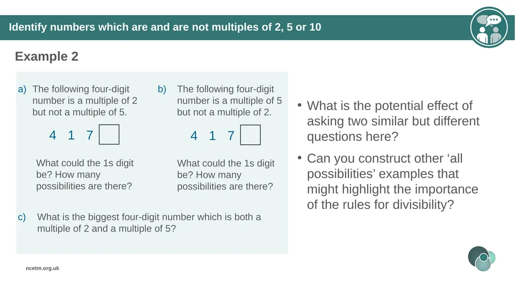 Identifying multiples of an integer (from 1.2 - slide 19 of 39
