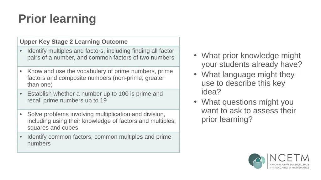 Identifying multiples of an integer (from 1.2 - slide 8 of 39