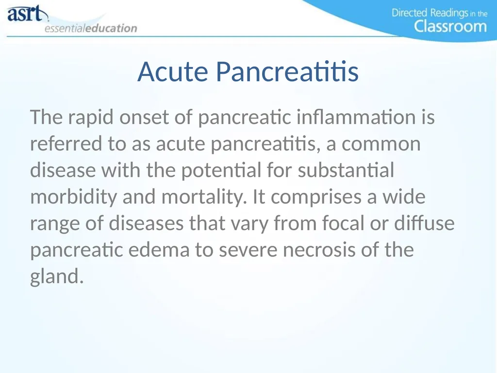 Clinical Signs and Characteristics of Pancreatitis - slide 5 of 17