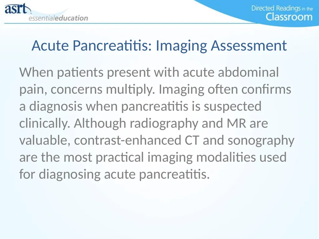 Clinical Signs and Characteristics of Pancreatitis - slide 8 of 17