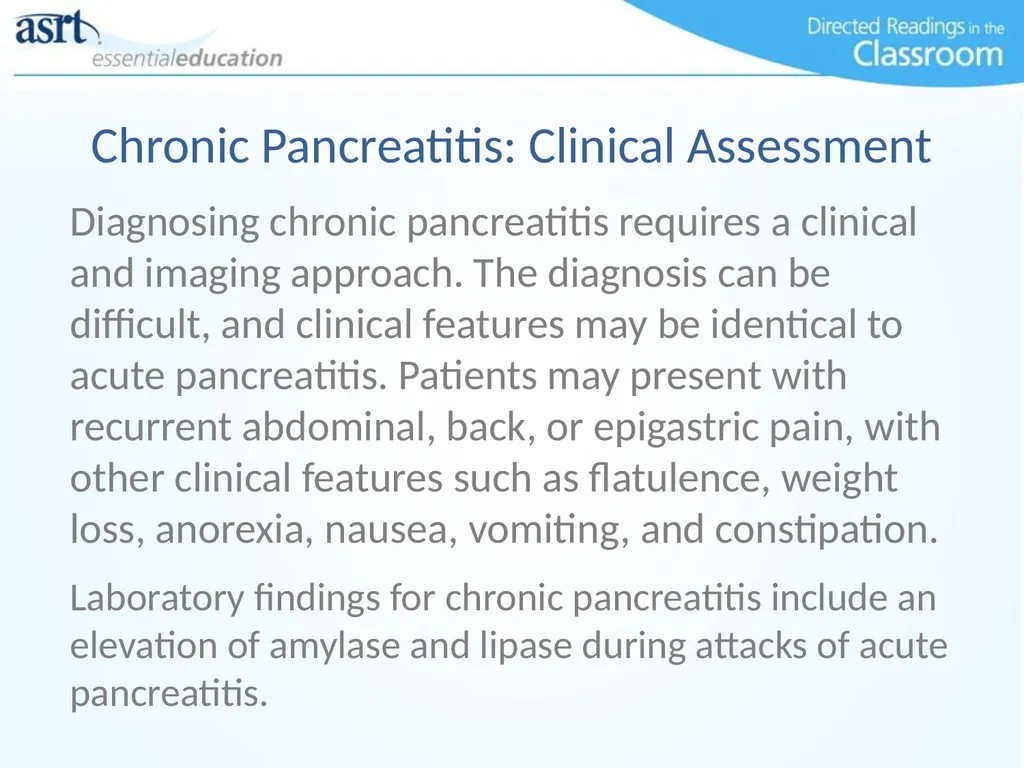 Clinical Signs and Characteristics of Pancreatitis - slide 13 of 17