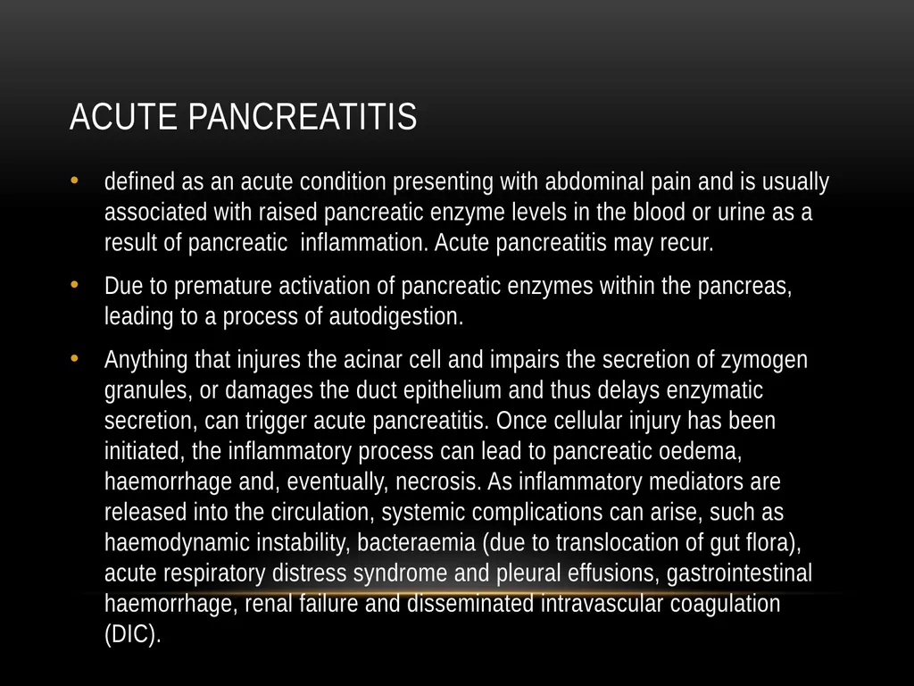 Acute pancreatitis defined as an acute condition - slide 1 of 36