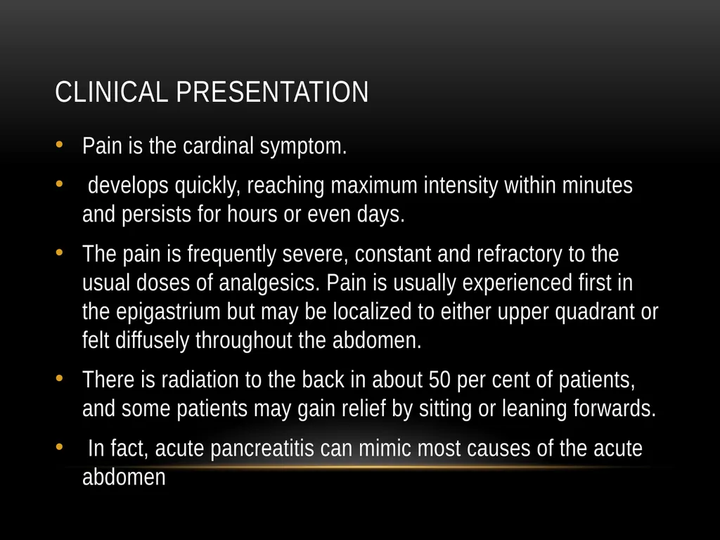 Acute pancreatitis defined as an acute condition - slide 4 of 36