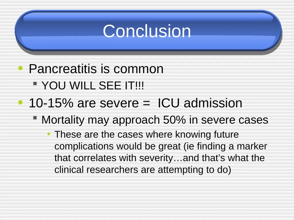 Acute pancreatitis defined as an acute condition - slide 35 of 36