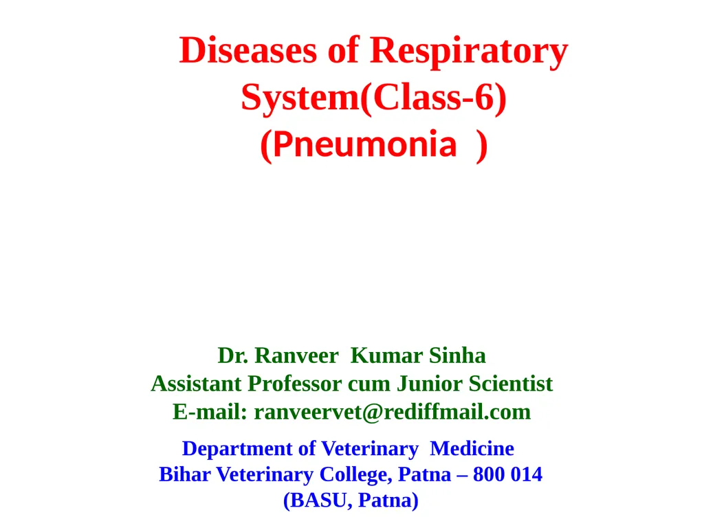 Department of Veterinary Medicine Bihar Veterinary - slide 1 of 16