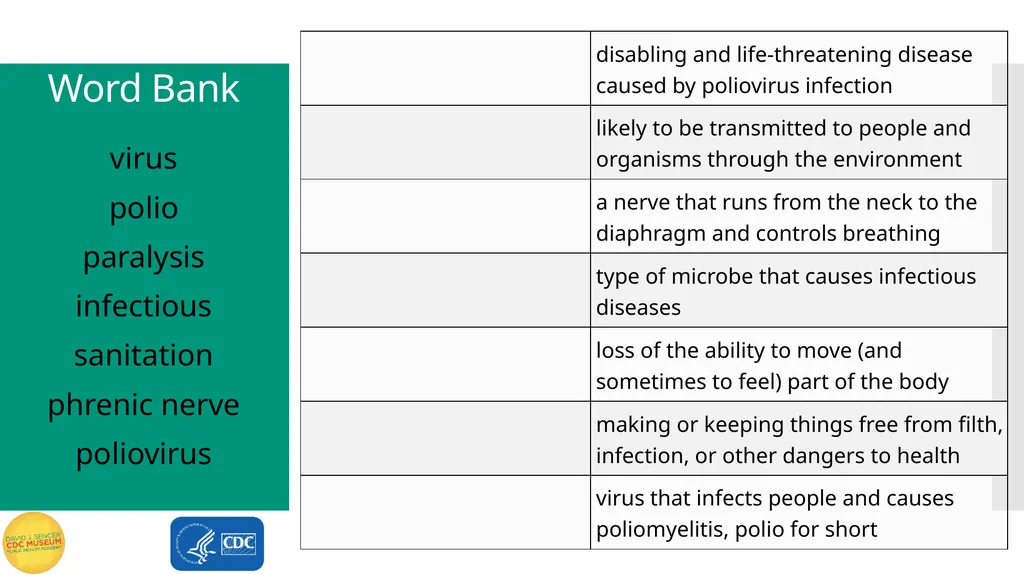 Exploring Polio Terms to Know Word Bank virus - slide 2 of 15