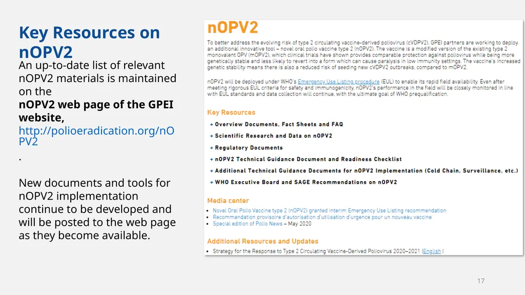 Implementation of nOPV2 for cVDPV2 Outbreak - slide 17 of 18