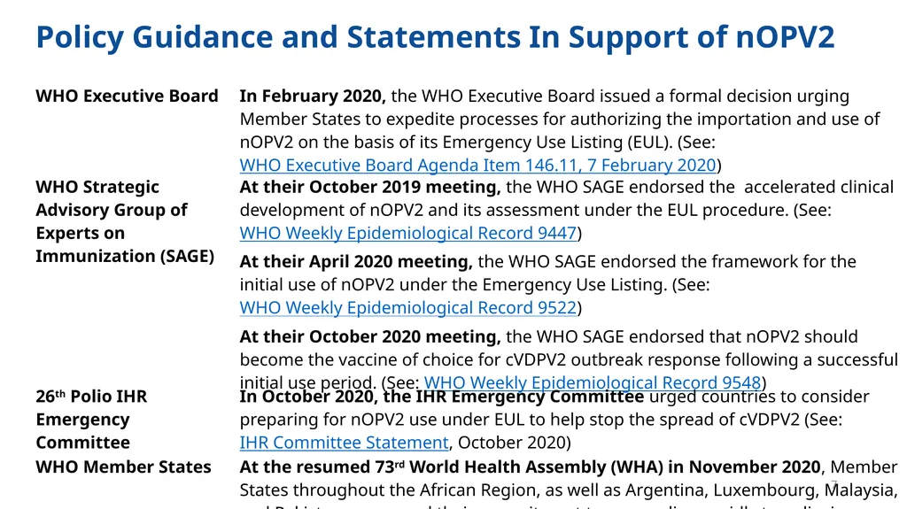 Implementation of nOPV2 for cVDPV2 Outbreak - slide 7 of 18