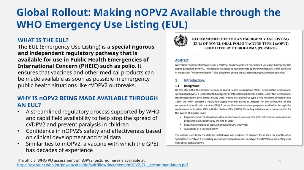 Implementation of nOPV2 for cVDPV2 Outbreak - slide 9 of 18