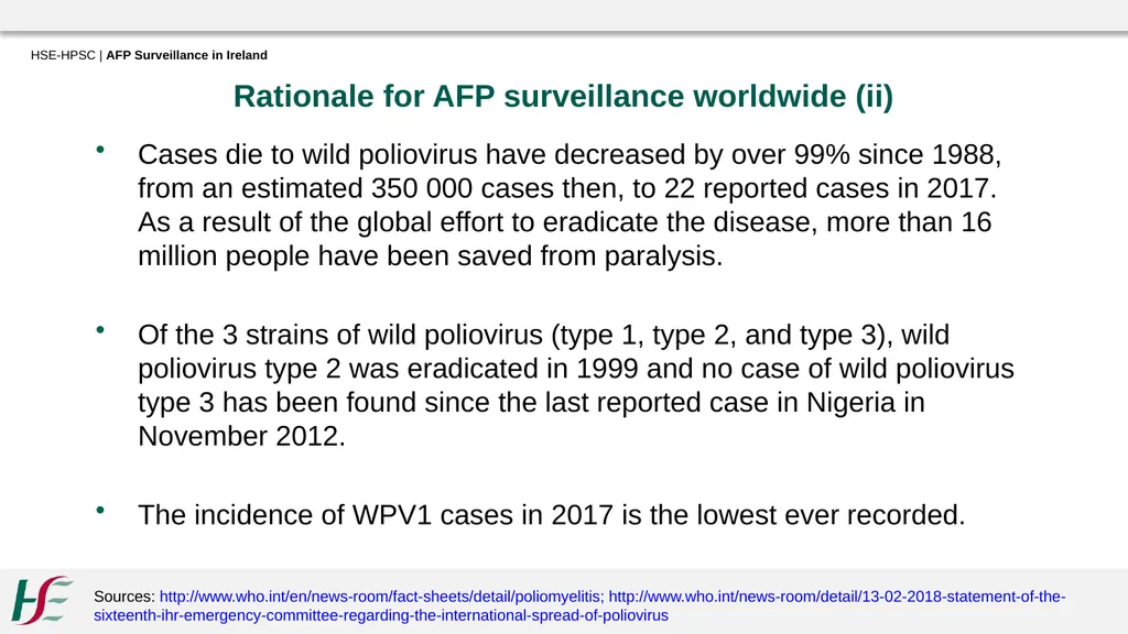 Acute Flaccid Paralysis Surveillance in Ireland - slide 4 of 21