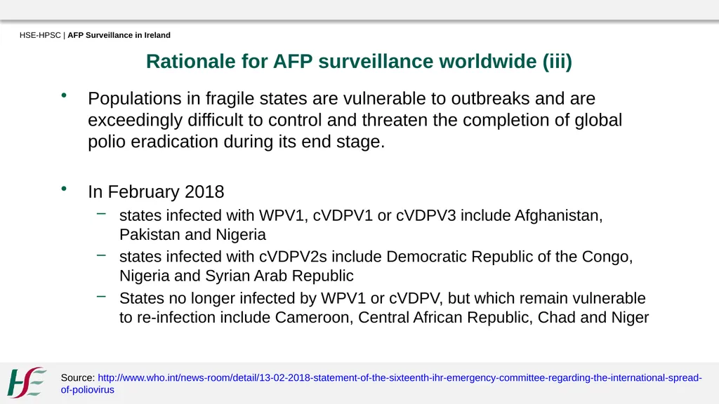 Acute Flaccid Paralysis Surveillance in Ireland - slide 7 of 21