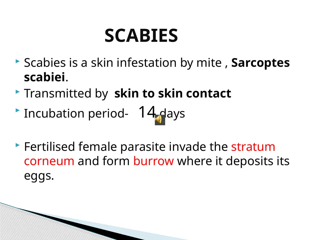 SCABIES Dr. KRITIKA JOSHI Assistant professor - slide 2 of 6