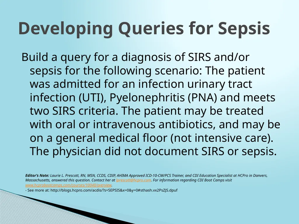 SEPSIS CDI and Coding Considerations Sepsis - slide 29 of 41